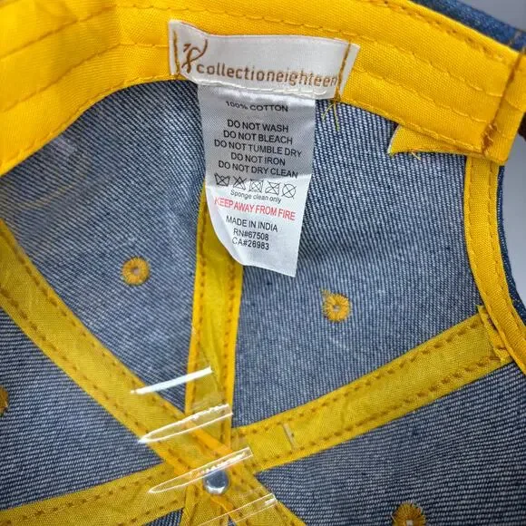 USA Denim Bedazzled Rhinestone American Flag Distressed Baseball Hat Cap NWT NEW - Picture 10 of 11